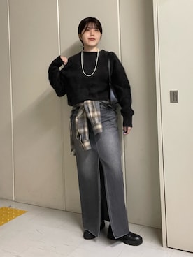 「アイテム（デニムスカート）」を使った、RIRI_WHIMさん（レディース・158cm）の秋コーディネート