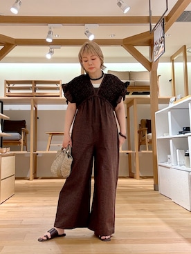 「アイテム（サロペット/オーバーオール）」を使った、あおばさん（レディース・152cm）の夏コーディネート