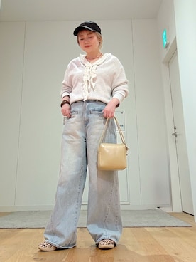 「アイテム（キャップ）」を使った、あおばさん（レディース・152cm）の春コーディネート