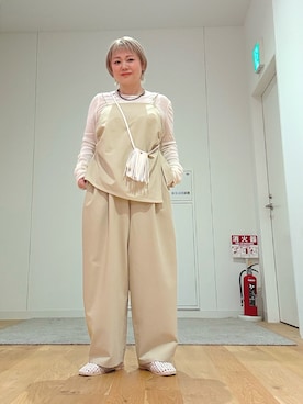 「アイテム（ポーチ）」を使った、あおばさん（レディース・152cm）の春コーディネート