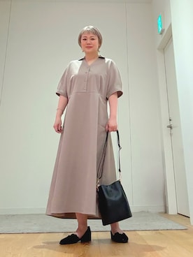 「URBAN RESEARCH DOORS（アーバンリサーチドアーズ）の『UR TECH』完声/涼ドルマン半袖ワンピース（ワンピース、ベージュ系）」を使った、あおばさん（レディース・152cm）の春コーディネート