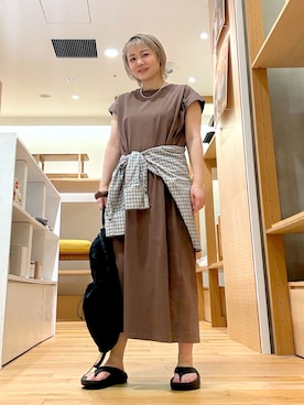 「SMELLY（スメリー）のステンレスホワイトビーズネックレス（ネックレス、ホワイト系）」を使った、あおばさん（レディース・152cm）の夏コーディネート