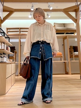 「SMELLY（スメリー）のアイテム（ピアス（両耳用））」を使った、あおばさん（レディース・152cm）の秋コーディネート