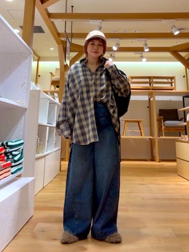 「アイテム（バングル/リストバンド）」を使った、あおばさん（レディース・152cm）の秋コーディネート