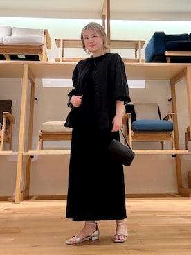 「URBAN RESEARCH DOORS（アーバンリサーチドアーズ）のシアーベロアワンピース（ワンピース、ブラック系）」を使った、あおばさん（レディース・152cm）の秋コーディネート