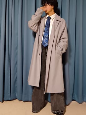 「アイテム（ステンカラーコート）」を使った、Kouさん（メンズ・165cm）の秋コーディネート