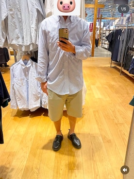 「BROOKS BROTHERS（ブルックスブラザーズ）のアイテム（シャツ/ブラウス、ブルー系）」を使った、akiさん（メンズ・162cm）の夏コーディネート