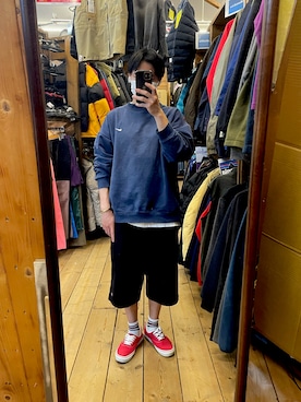 「NIKE（ナイキ）のアイテム（スウェット、ブルー系）」を使った、akiさん（メンズ・162cm）の春コーディネート
