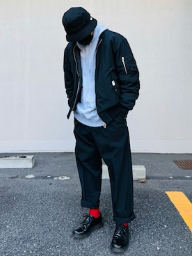 「WTAPS（ダブルタップス）のアイテム（帽子）」を使った、𝒑𝒋 𝒂𝒏𝒅 𝒆𝒄さん（メンズ・168cm）の冬コーディネート