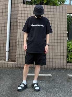 「thisisneverthat（ディスイズネバーザット）のアイテム」を使った、𝐩𝐣 𝐚𝐧𝐝 𝐞𝐜さん（メンズ・168cm）の夏コーディネート