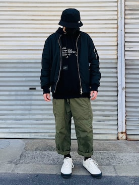 「WTAPS（ダブルタップス）のアイテム（トップス）」を使った、𝒑𝒋 𝒂𝒏𝒅 𝒆𝒄さん（メンズ・168cm）の冬コーディネート