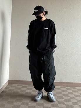 「NEIGHBORHOOD（ネイバーフッド）のアイテム（キャップ、ブラック系）」を使った、𝐩𝐣 𝐚𝐧𝐝 𝐞𝐜さん（メンズ・168cm）の秋コーディネート