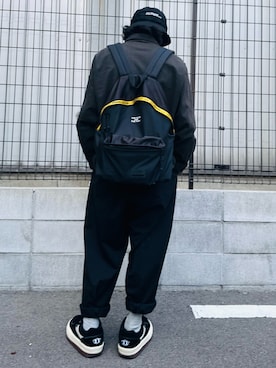 「アイテム（バックパック/リュック）」を使った、𝒑𝒋 𝒂𝒏𝒅 𝒆𝒄さん（メンズ・168cm）の秋コーディネート