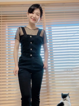「アイテム（オールインワン・サロペット）」を使った、geckoさん（レディース・154cm）の夏コーディネート