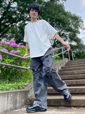 「ADRER」｜ふみさん（メンズ・175cm）の夏コーディネート