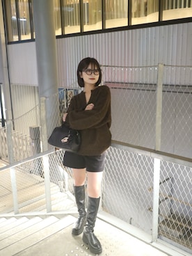 「アイテム（ボストンバッグ）」を使った、manamiさん（レディース・157cm）の秋コーディネート