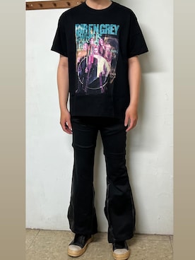 「DRKSHDW by RICK OWENS（ダークシャドウ バイ リックオウエンス）のアイテム」を使った、Ivano Shiehさん（メンズ・178cm）の春コーディネート