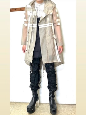 「Rick Owens（リックオウエンス）のアイテム」を使った、Ivano Shiehさん（メンズ・178cm）の夏コーディネート
