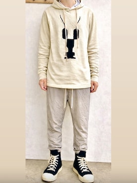 「Rick Owens（リックオウエンス）のアイテム」を使った、Ivano Shiehさん（メンズ・178cm）の春コーディネート