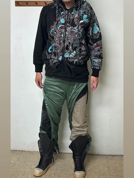 「DRKSHDW by RICK OWENS（ダークシャドウ バイ リックオウエンス）のアイテム」を使った、Ivano Shiehさん（メンズ・178cm）の冬コーディネート