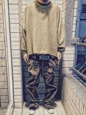 「DRKSHDW by RICK OWENS（ダークシャドウ バイ リックオウエンス）のアイテム」を使った、Ivano Shiehさん（メンズ・178cm）の春コーディネート