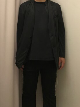 「Yohji Yamamoto（ヨウジヤマモト）のアイテム（テーラードジャケット）」を使った、Ivano Shiehさん（メンズ・178cm）の春コーディネート