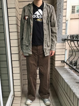 「LRG（エルアールジー）のアイテム」を使った、Ivano Shiehさん（メンズ・178cm）の春コーディネート