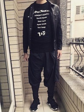 「Calvin Klein（カルバン・クライン）のアイテム（ライダースジャケット）」を使った、Ivano Shiehさん（メンズ・178cm）の夏コーディネート