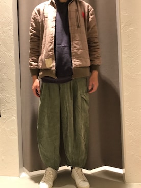 「LRG（エルアールジー）のアイテム」を使った、Ivano Shiehさん（メンズ・178cm）の冬コーディネート