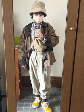 「タートルネック」｜「アイテム（ミリタリージャケット）」を使った、kimidoriさん（レディース・148cm）の冬コーディネート