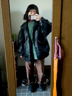 「スウエット」｜「アイテム（ブルゾン）」を使った、kimidoriさん（レディース・148cm）の冬コーディネート