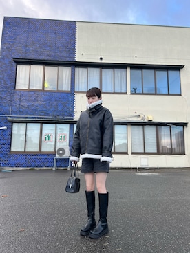「emi+（エミプラス）のアイテム（ブルゾン）」を使った、うさん（レディース・162cm）の冬コーディネート