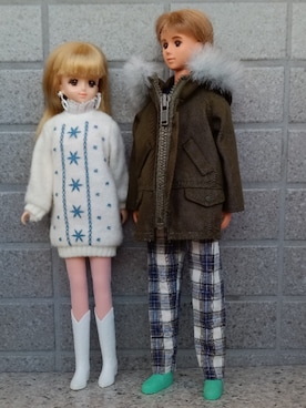 「TAKARAのアイテム（ワンピース、ホワイト系）」を使った、やんちゃっちゃんさん（レディース・165cm）の冬コーディネート