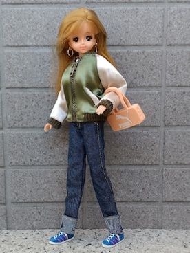 「アイテム（スカジャン）」を使った、やんちゃっちゃんさん（レディース・165cm）の冬コーディネート