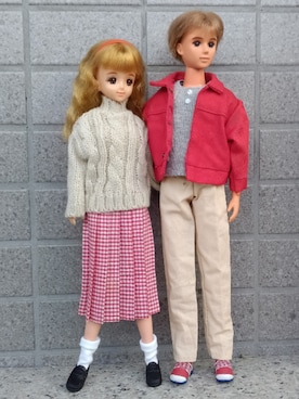 「TAKARA リカちゃんパパドレスのアイテム（チノパンツ、ベージュ系）」を使った、やんちゃっちゃんさん（レディース・165cm）の冬コーディネート