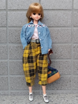 「kansai yamamoto（カンサイ ヤマモト）のアイテム（パンツ、イエロー系）」を使った、やんちゃっちゃんさん（レディース・165cm）の春コーディネート