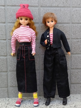 「アイテム（デニムスカート、ブラック系）」を使った、やんちゃっちゃんさん（レディース・165cm）の冬コーディネート