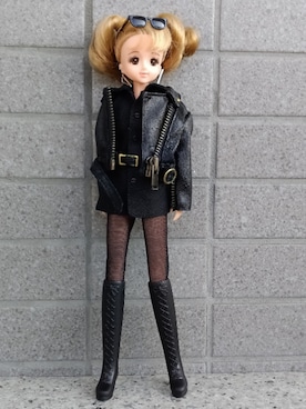 「アイテム（ライダースジャケット）」を使った、やんちゃっちゃんさん（レディース・165cm）の冬コーディネート