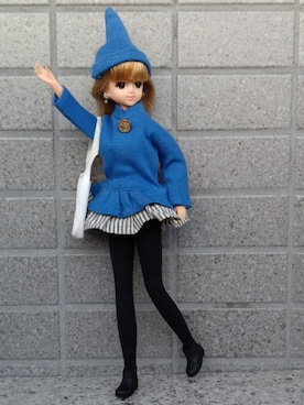 「TAKARAのアイテム（ワンピース、ブルー系）」を使った、やんちゃっちゃんさん（レディース・165cm）の冬コーディネート