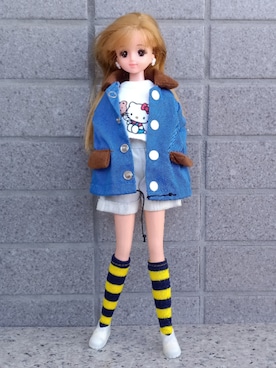 「TAKARA サンリオメイト ドレスショップのアイテム（Tシャツ/カットソー、ホワイト系）」を使った、やんちゃっちゃんさん（レディース・165cm）の冬コーディネート