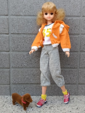 「アイテム（ペットグッズ）」を使った、やんちゃっちゃんさん（レディース・165cm）の春コーディネート