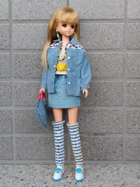 「アイテム（ネックレス、ブルー系）」を使った、やんちゃっちゃんさん（レディース・165cm）の秋コーディネート