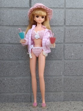 「ハット」｜「アイテム（ビーチサンダル）」を使った、やんちゃっちゃんさん（レディース・165cm）の夏コーディネート