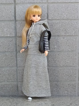 「リカちゃんキャッスル 2015年5月月間ドレスのアイテム（ワンピース、グレー系）」を使った、やんちゃっちゃんさん（レディース・165cm）の冬コーディネート