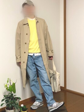 「春ニット」｜「アイテム（ステンカラーコート）」を使った、tomsnowさん（メンズ・178cm）の春コーディネート