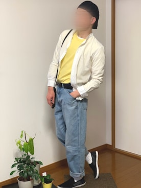 「ハンチング」｜「アイテム（スリッポン）」を使った、tomsnowさん（メンズ・178cm）の春コーディネート