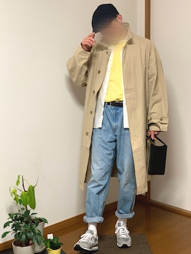 「春ニット」｜「アイテム（ステンカラーコート）」を使った、tomsnowさん（メンズ・178cm）の春コーディネート