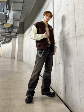 「アイテム（スタジャン）」を使った、SHOTAさん（メンズ・173cm）の秋コーディネート