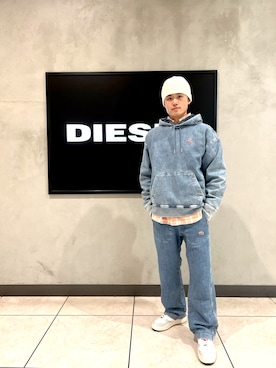 「DIESEL（ディーゼル）のアイテム（帽子）」を使った、SHOTAさん（メンズ・173cm）の冬コーディネート