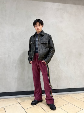 「DIESEL（ディーゼル）のアイテム（ライダースジャケット）」を使った、SHOTAさん（メンズ・173cm）の冬コーディネート